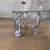 Antique Victorian Coffin Metal Trolley Glass Top Coffee Table