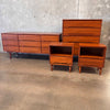 Mid Century Modern Light Walnut Wood Bedroom Set By Stanley