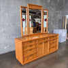 Vintage Broyhill Premier Oak & Burlwood Dresser & Trifold Mirror