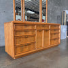 Vintage Broyhill Premier Oak & Burlwood Dresser & Trifold Mirror