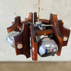 Atomic Chrome & Wood Pendant Chandelier