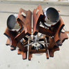 Atomic Chrome & Wood Pendant Chandelier