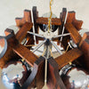 Atomic Chrome & Wood Pendant Chandelier