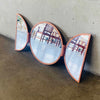 Mid Century Danish Teak Tri-Fold Round Wall Mirror By Pedersen & Hansen