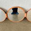 Mid Century Danish Teak Tri-Fold Round Wall Mirror By Pedersen & Hansen