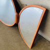Mid Century Danish Teak Tri-Fold Round Wall Mirror By Pedersen & Hansen