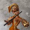 Italian Pixie Flutist Gold Gilded Wood Figure