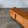 Solid Wood Walnut Mid Century Modern Credenza With Finished Back & Key