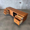 Solid Wood Walnut Mid Century Modern Credenza With Finished Back & Key