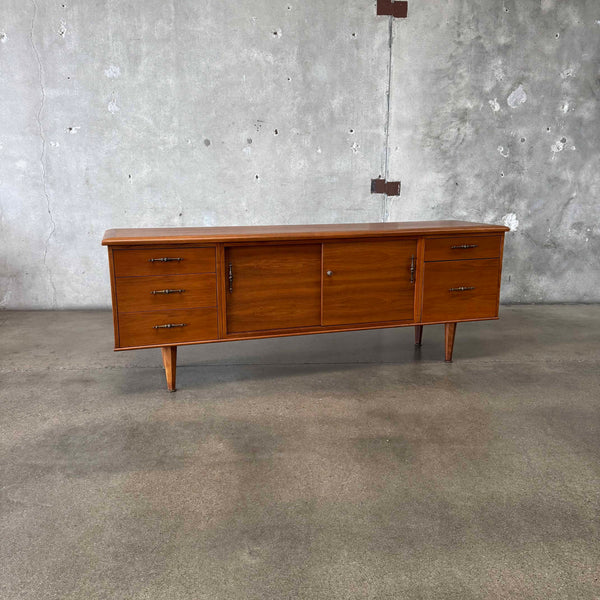 Solid Wood Walnut Mid Century Modern Credenza With Finished Back & Key