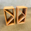 Pair of Vintage Raw Wood Zig-Zag Side Tables, Donald Judd Style