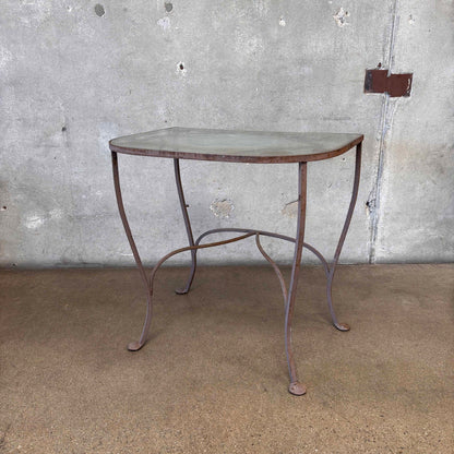 Vintage Salterini Wrought Iron Glass Top Console Side Table #1