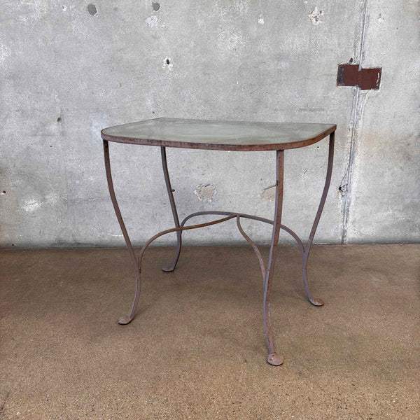 Vintage Salterini Wrought Iron Glass Top Console Side Table #1