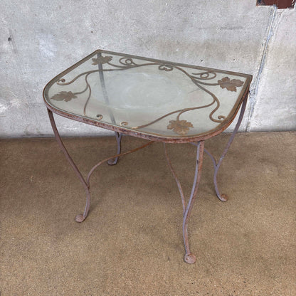 Vintage Salterini Wrought Iron Glass Top Console Side Table #1