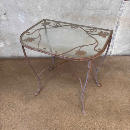 Vintage Salterini Wrought Iron Glass Top Console Side Table #1