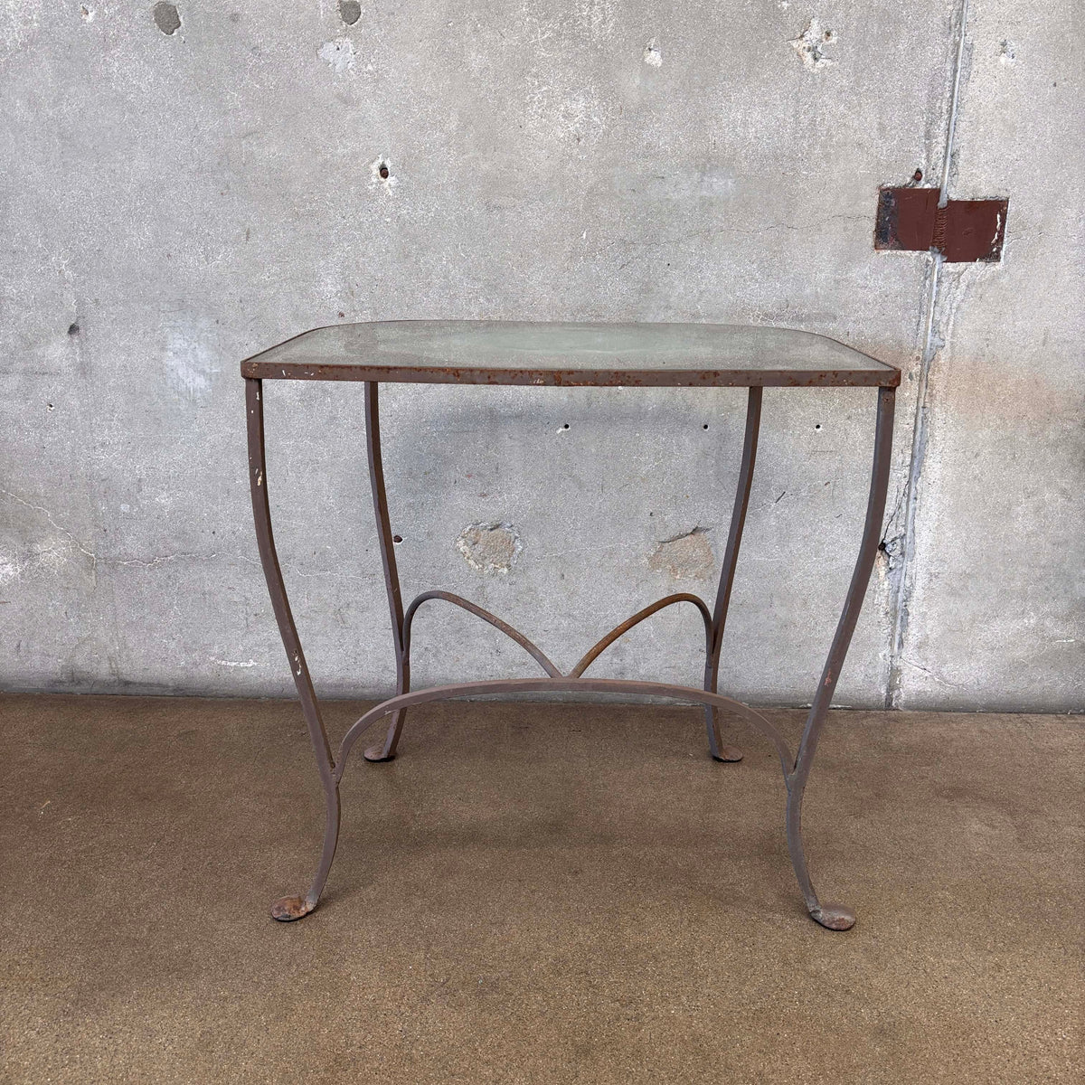 Vintage Salterini Wrought Iron Glass Top Console Side Table #1
