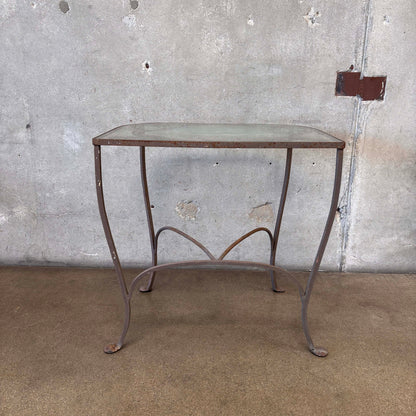 Vintage Salterini Wrought Iron Glass Top Console Side Table #1