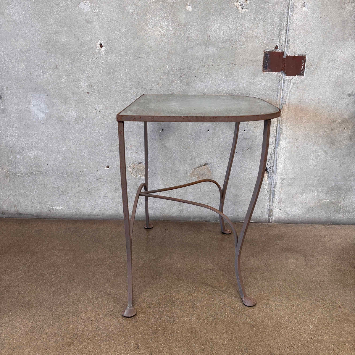 Vintage Salterini Wrought Iron Glass Top Console Side Table #1