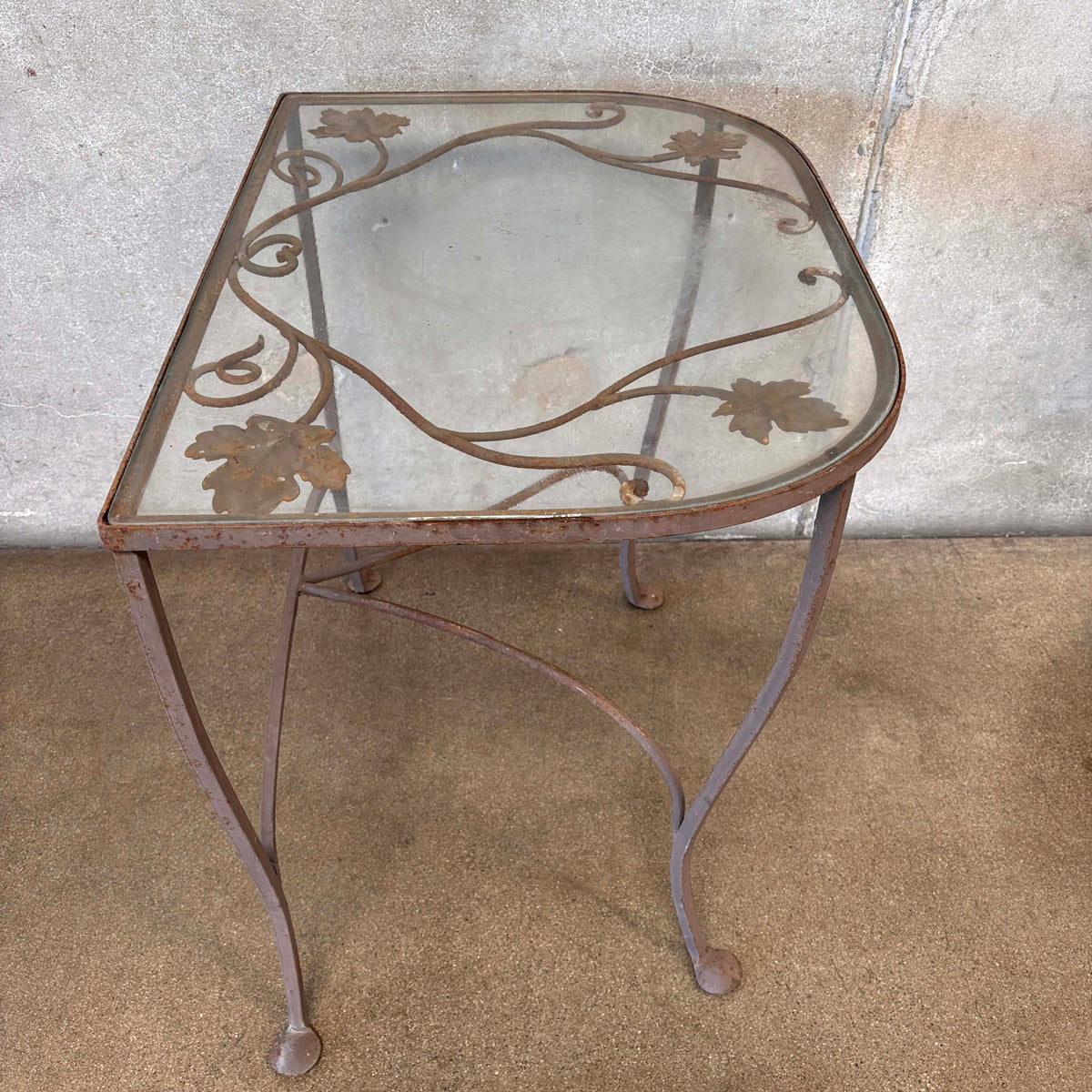 Vintage Salterini Wrought Iron Glass Top Console Side Table #1