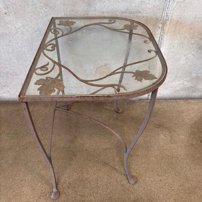 Vintage Salterini Wrought Iron Glass Top Console Side Table #1