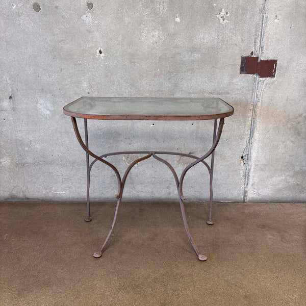 Vintage Salterini Wrought Iron Glass Top Console Side Table #2