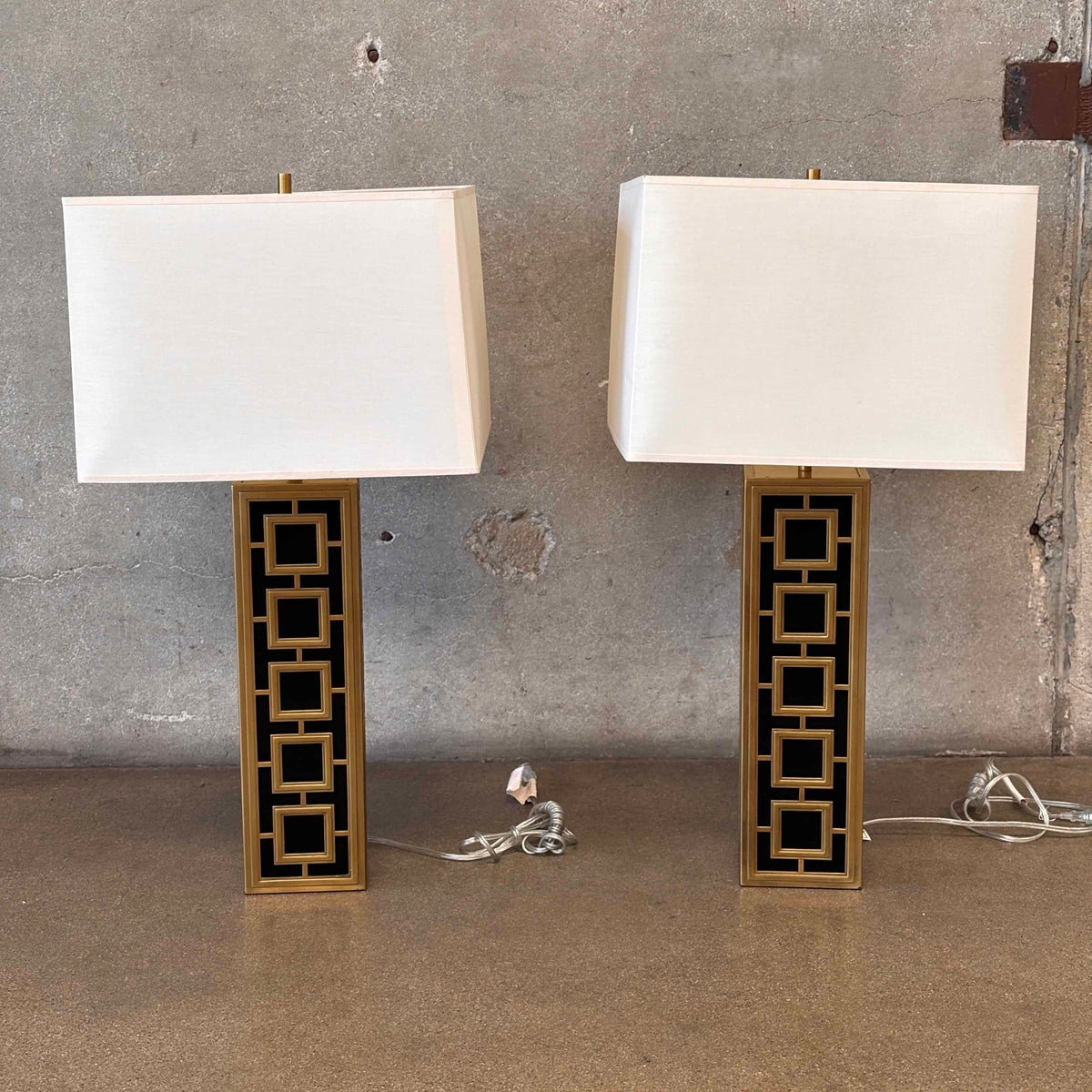 Pair of Jonathan Adler Parker Black & Gold Accent Lamps