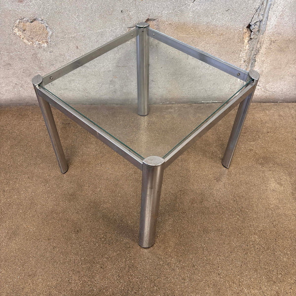 Chrome Side Table With Glass Top