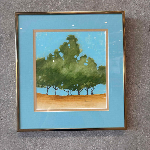 Mid Century Watercolors In Gold Frame