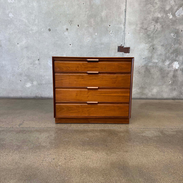 Mid Century Modern Walnut 4 Drawer Dresser by American of Martinsville