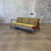 Mid Century Modern Solid Oak Framed Sofa