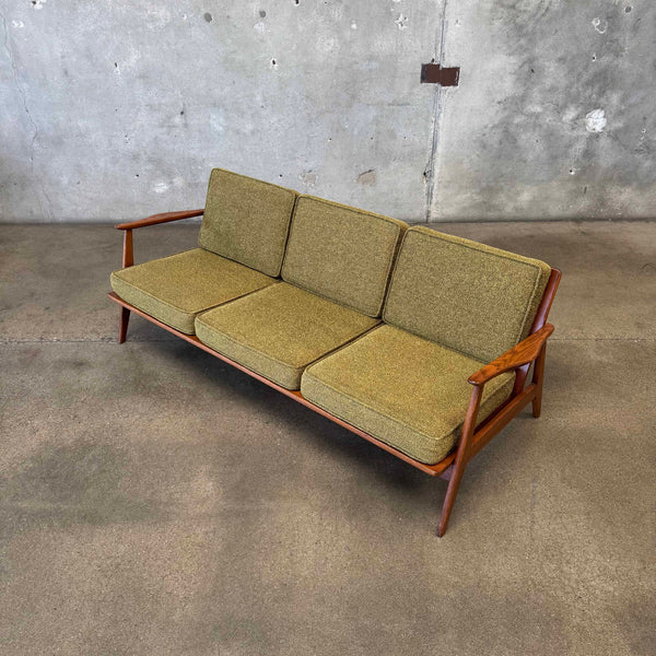 Mid Century Modern Solid Oak Framed Sofa