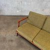 Mid Century Modern Solid Oak Framed Sofa