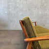 Mid Century Modern Solid Oak Framed Sofa