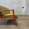 Mid Century Modern Solid Oak Framed Sofa