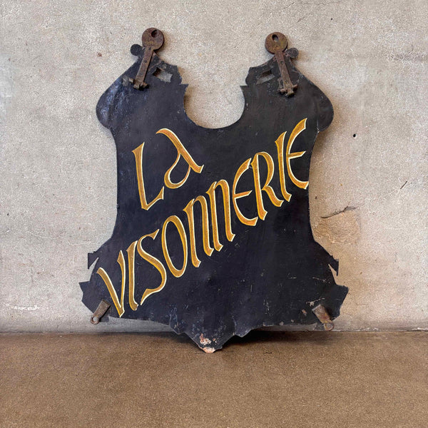 Double Sided Vintage Iron Trade Sign "La Visonnerie"