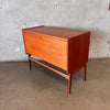Vintage 1960s Norwegian Teak Record / Cocktail Cabinet With Key & Lock