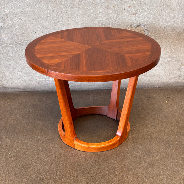 Vintage Mid Century Modern Lane Rhythm Oakwood & Walnut Round End Table