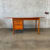 Teak Desk w/Sliding Extendable Top Made In Denmark