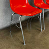 Set Of Four Vintage MCM Orange Fiberglass Sell Chairs By Techfab