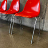 Set Of Four Vintage MCM Orange Fiberglass Sell Chairs By Techfab
