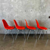 Set Of Four Vintage MCM Orange Fiberglass Sell Chairs By Techfab