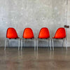 Set Of Four Vintage MCM Orange Fiberglass Sell Chairs By Techfab