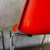 Set Of Four Vintage MCM Orange Fiberglass Sell Chairs By Techfab