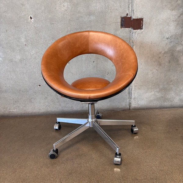 Vintage 1960s Cognac Anel Rolling Office Chair