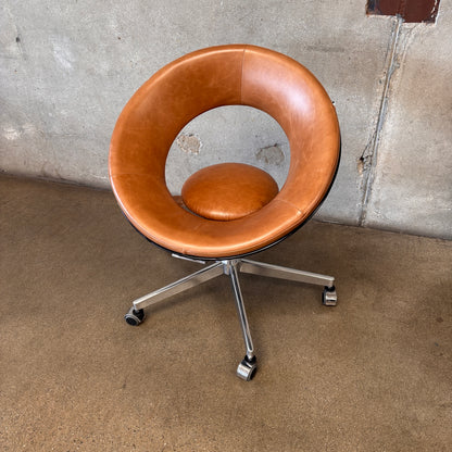 Vintage 1960s Cognac Anel Rolling Office Chair