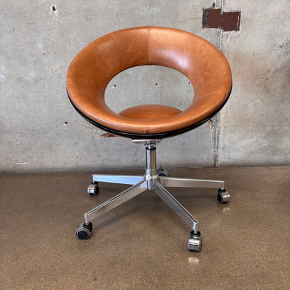 Vintage 1960s Cognac Anel Rolling Office Chair
