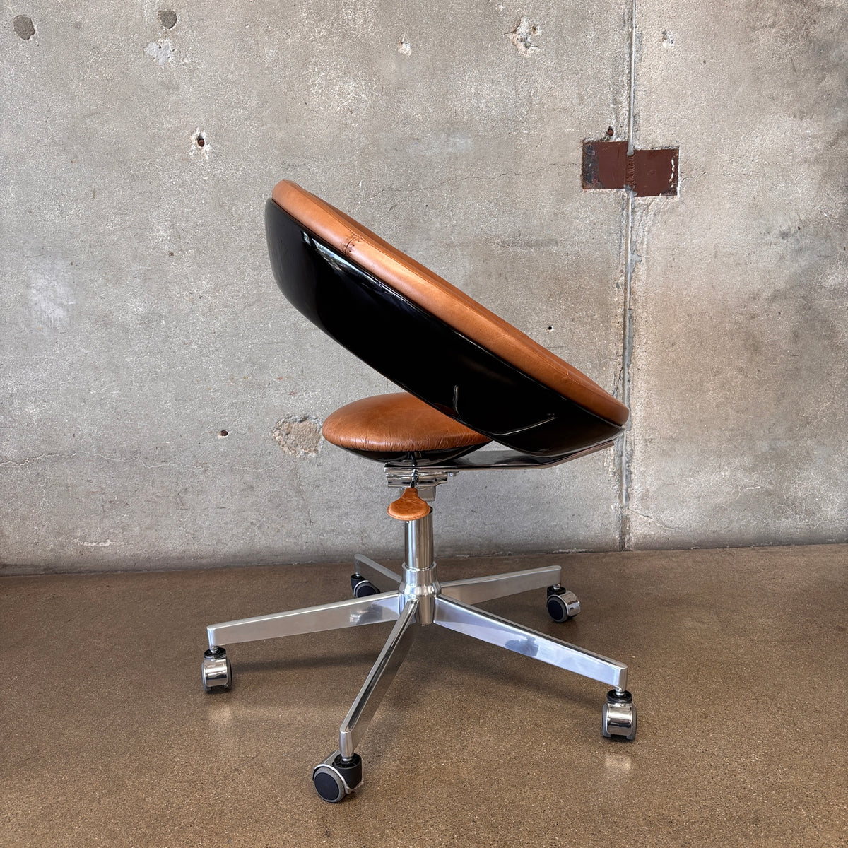 Vintage 1960s Cognac Anel Rolling Office Chair