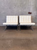 Pair Of Replica Barcelona Chairs w/Leather Cushions & Straps