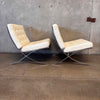 Pair Of Replica Barcelona Chairs w/Leather Cushions & Straps