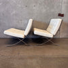 Pair Of Replica Barcelona Chairs w/Leather Cushions & Straps